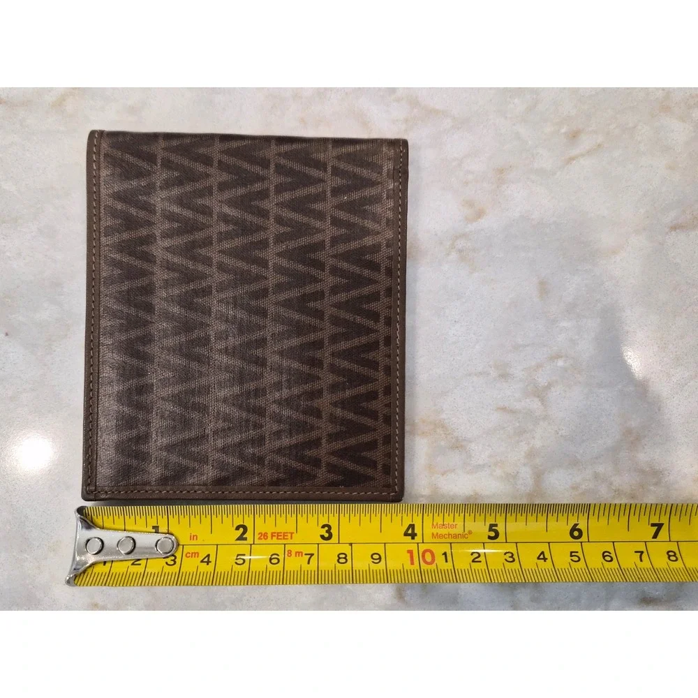 Mario Valentino Mens Brown Monogram Bifold Wallet Made in Italy Leather Interior